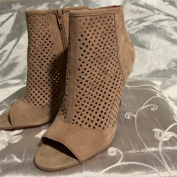 Peep -Toe Stiletto Suede Stiletto Boot by Audrey Brooke - Picture 3 of 8